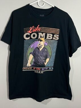 Luke Combs Growin Up And Getting Old 2024 Tour Music Black T-Shirt Mens XL